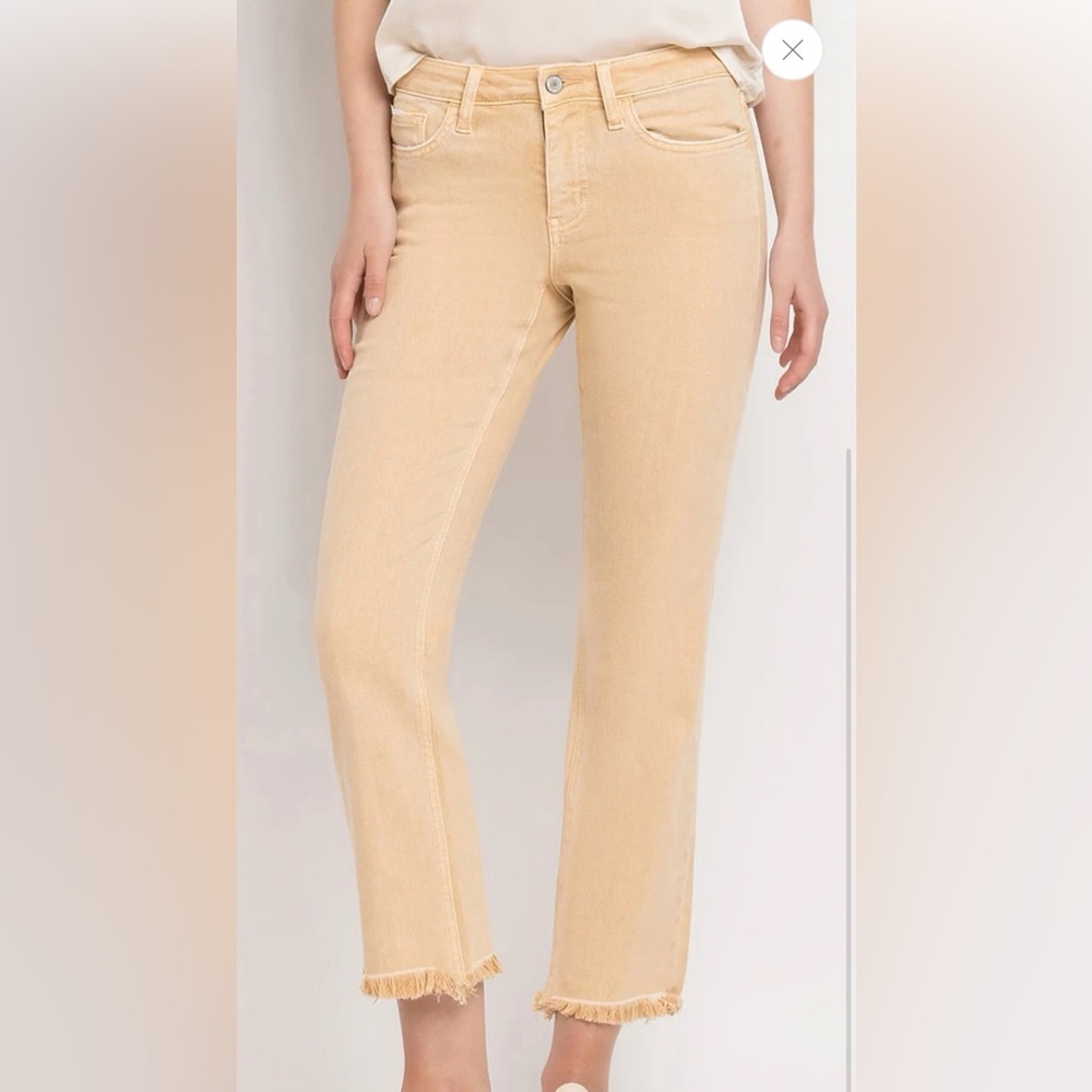 Vervet Mid-Rise Stretch Straight Raw Hem Cropped Jeans